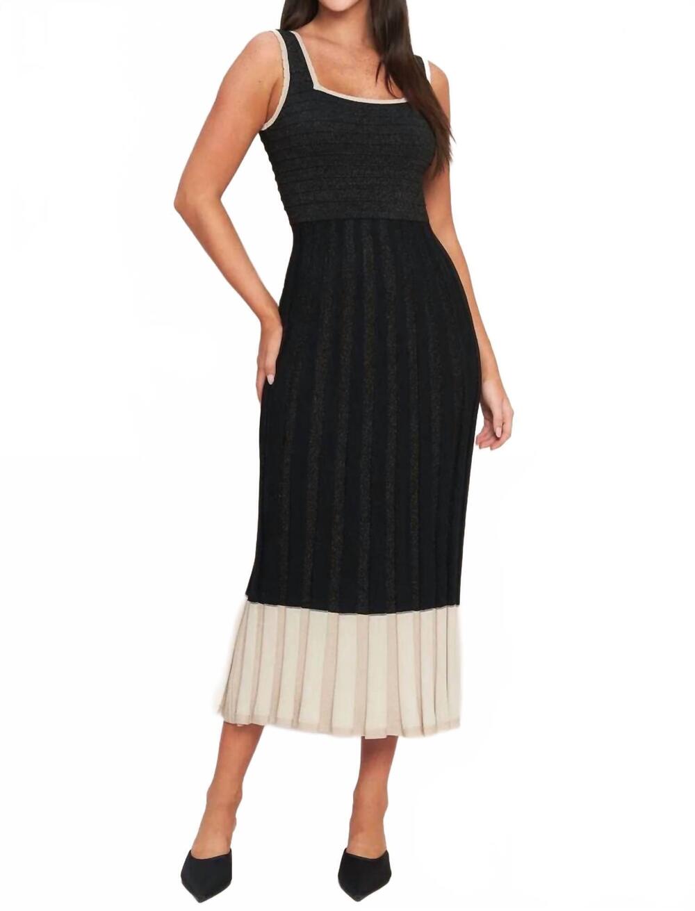 NEW FLYING TOMATO sleeveless knit midi dress in noir black